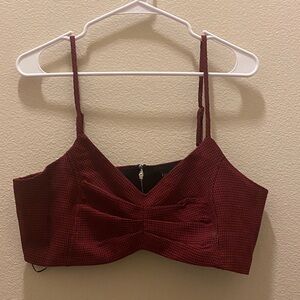 Fashion Nova Burgundy plaid Cropped Cami size XL